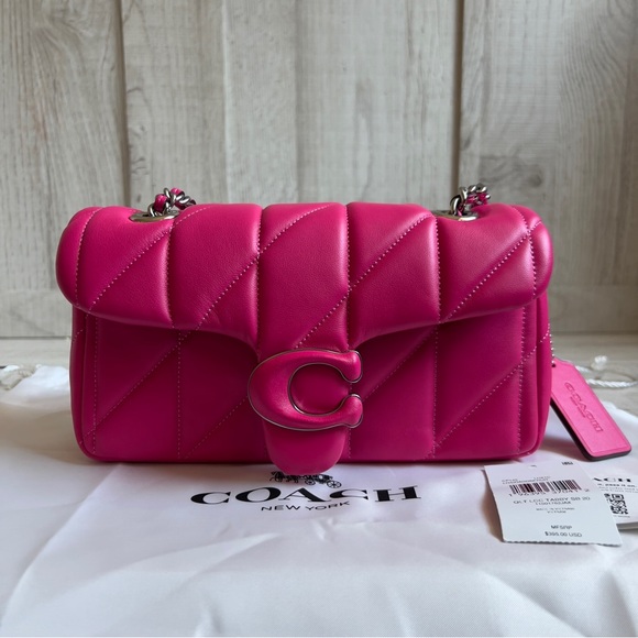 Coach Handbags - Coach Pink Quilted Shoulder Bag with C-Clasp